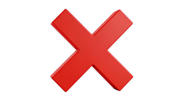 Red Cross Mark Icon Isolated on Transparent Background