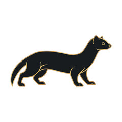 Fototapeta premium Black silhouette of a powerful tayra (Eira barbara) in side profile, highlighting its elongated body, thick tail, and muscular limbs, isolated on a white background vector illustration.