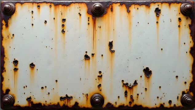 Rusted metal plate with rivets on it, industrial dark steel surface texture background, grunge architecture metallic pattern graphic layout banner