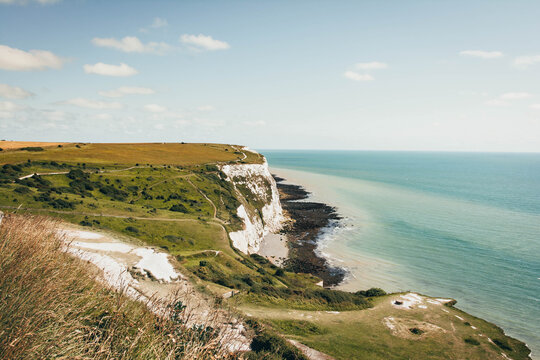 The Picturesque White Cliffs of Dover on a Summer Day
