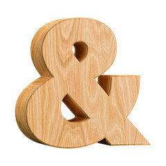 Naklejka premium 3D render of a wooden ampersand symbol