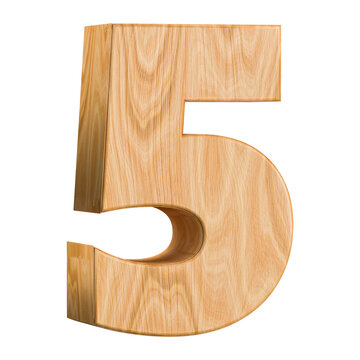 Polished wooden 3D number 5 graphic