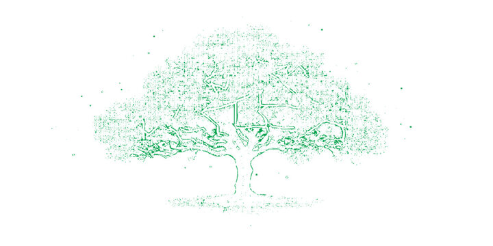 green vector tree illustration with leaves and branches nature spring splash design winter snow pattern decorative art silhouette frame paint texture