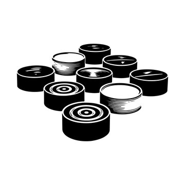 Black and White Illustration of Shuffleboard Discs.