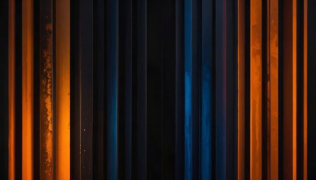 Vertical bands of orange, blue and black create a textured, abstract, geometric pattern
