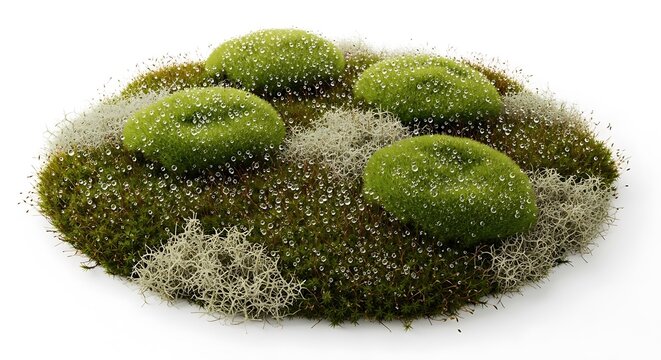 Mossy green lichen on rock surface.