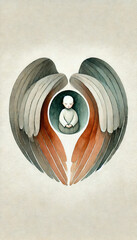 Obraz premium Guardian Angel Protecting Child Watercolor Illustration