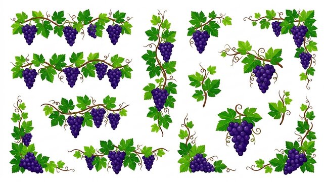 Grape clusters and vine borders for winery branding