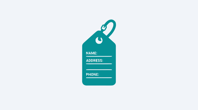 Teal luggage travel identification tag.