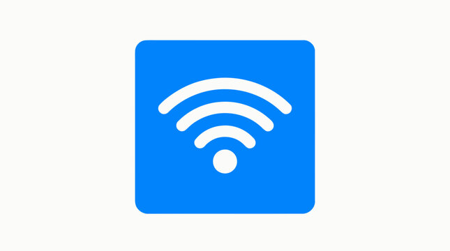 WiFi signal icon on blue square.