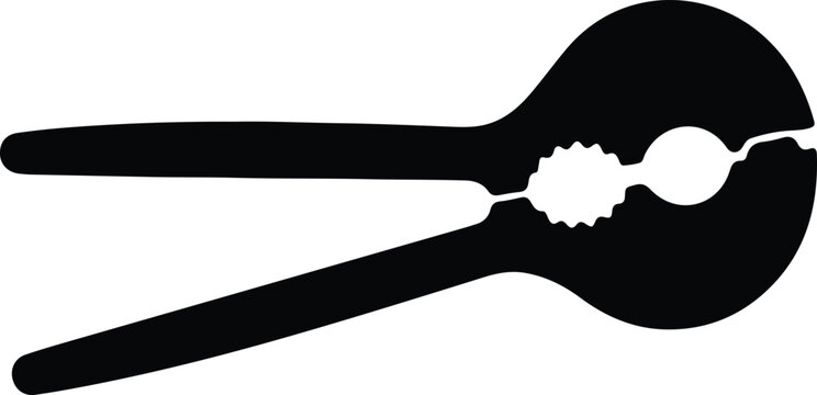 Silhouette vector of a nutcracker tool for breaking open nuts and seeds in a clean simple design