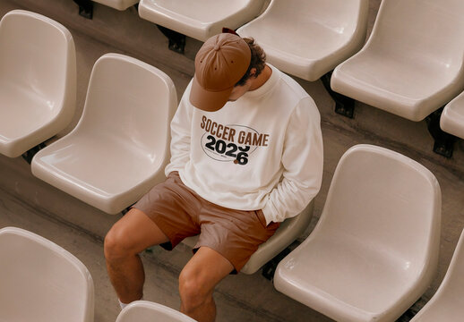 Man Sweatshirt Mockup Soccer Stadium