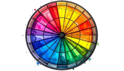 Fototapeta premium A vibrant watercolor wheel showcasing the full spectrum of colors, radiating from the center