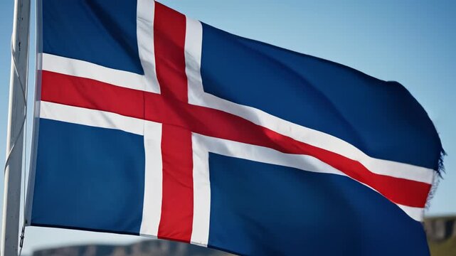 Iceland flag waving in the wind