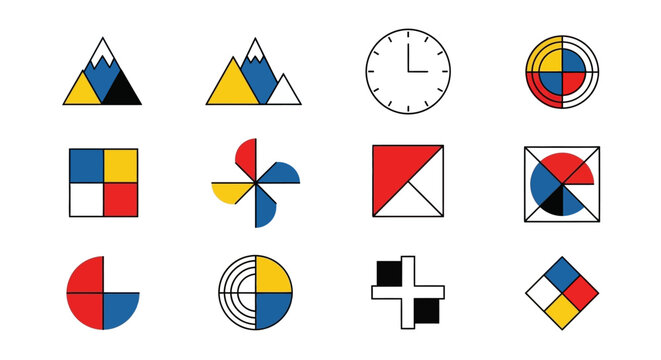 Geometric Shapes, Icons, Symbols, Abstract Design, Minimalist Patterns