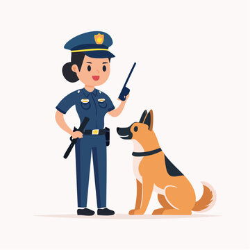 Police Officer and K9 Unit Dog Illustration