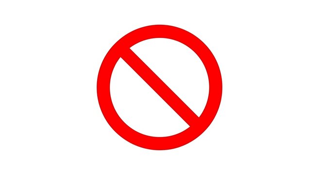 Red circle with line prohibition sign.