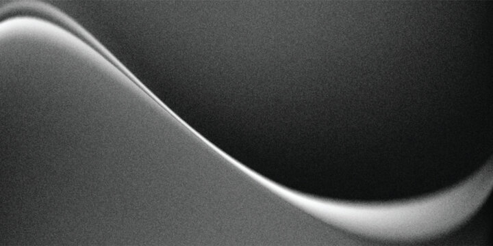 Black white dark gray silvery abstract background. Color gradient. Wave. Rough grain grainy grungy noise dust. Brushed matte shimmery blur. Light. Metallic steel metal effect