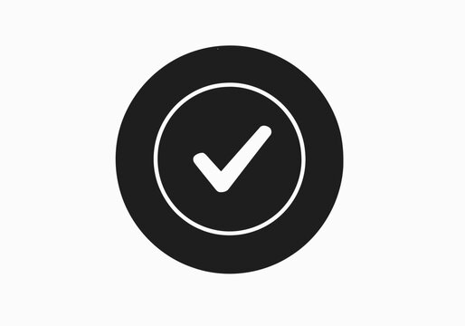Checkmark Symbol in Circle Icon.