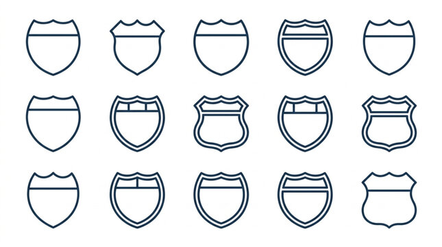 Collection of Various Shield and Badge Outline Designs