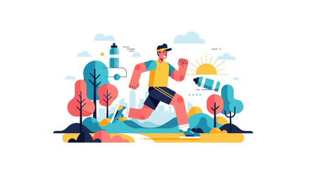 Obraz premium Energetic Runner Enjoying Morning Jog in Scenic Park