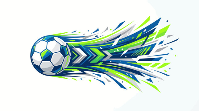 Dynamic abstract soccer ball illustration with energetic motion trails and geometric shapes, perfect for sports graphics