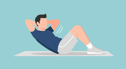Fototapeta premium Man Performing Leg Raises Exercise on Mat for Core Workout