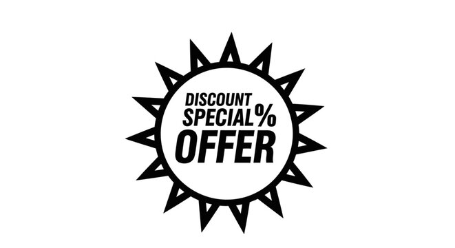 Special Discount Offer Sunburst Badge - Black and White Graphic