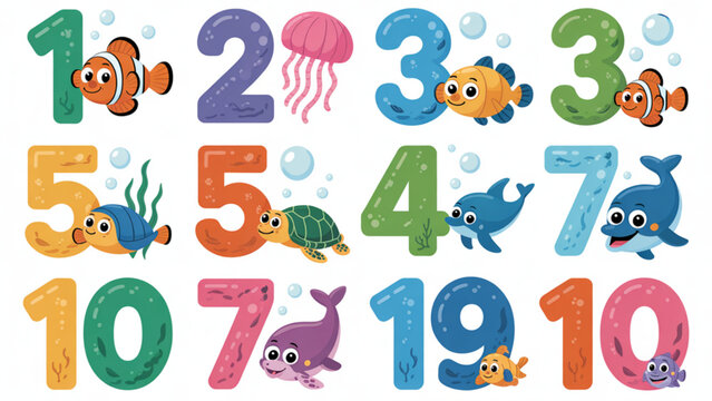 Colorful wooden number blocks with playful background