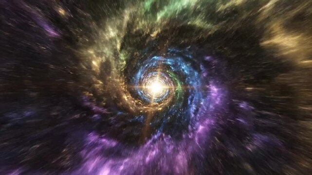 Hypnotic Cosmic Spiral Traveling Through Vibrant Nebula Tunnel 4K