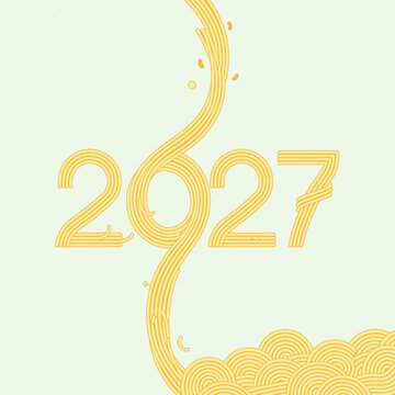 Golden 2027 Year Number Text.