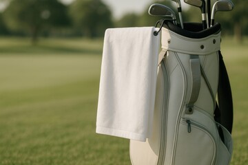 Obraz premium Golf bag on lush course