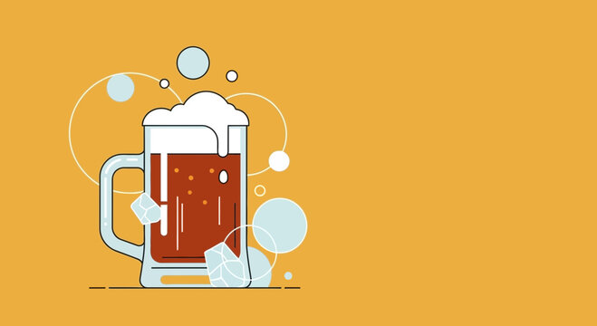 Minimalist Vector Illustration of a Cold Mug of Beer