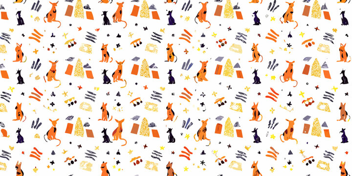 Dog pattern a repeating vector illustration with canine figures on a white background