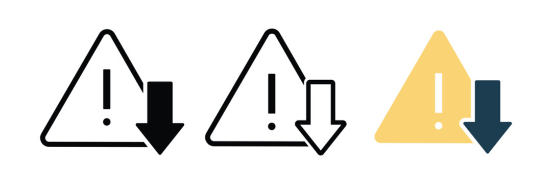 Low Urgency Warning Icon with Decrease  Vector 