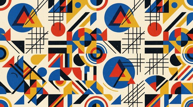 Modern Bauhaus Geometric Abstract Seamless Pattern