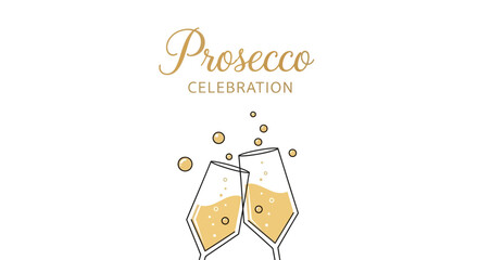 Prosecco Celebration Toast Illustration with Champagne Flutes © Rayyan Alfarizi