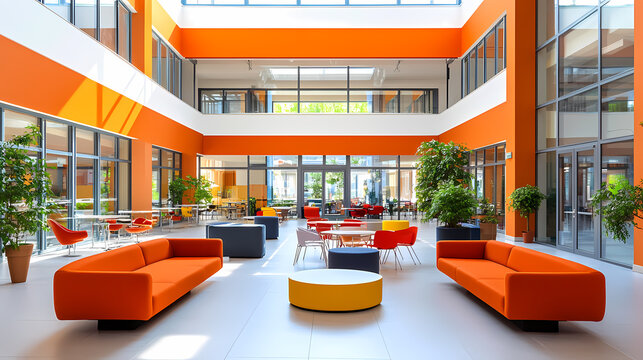 Modern Orange School Building Interior Design