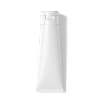 Cosmetic tube mockup isolated on white background. Top view, 3D rendering.
