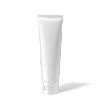 3D rendering of a cosmetic packaging tube on a white background.