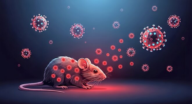 Rat as a carrier of virus pathogens digital illustration
