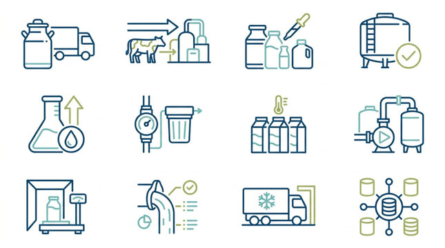 Dairy and Food Production Process Icons
