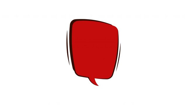 Red speech bubble graphic for communication designs on a transparent background. Suitable for presentations, social media, websites, advertising, and messaging apps.
