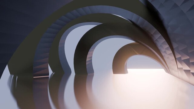 Abstract architecture background arched interior 3d animation