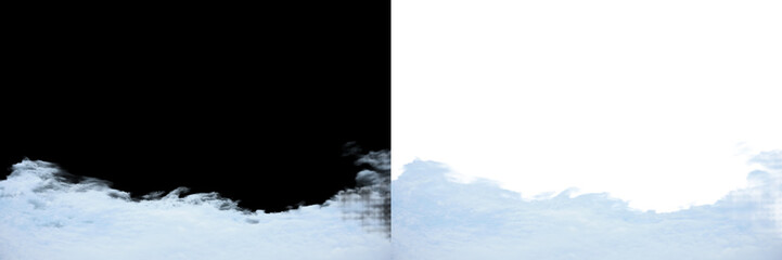 Low lying snow drift with white clouds on transparent png background. © BEST