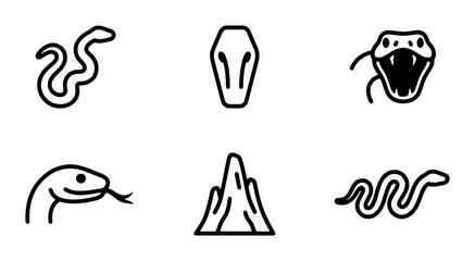 Fototapeta premium Snake Icons Set, Reptile Vector Graphics, Serpent Symbols, Animal Outline Art