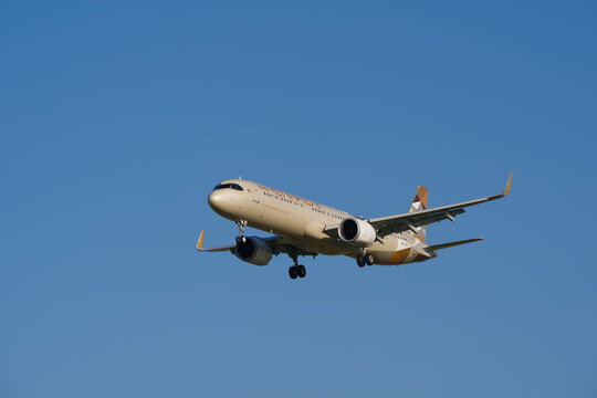 Emirates passenger airplane Airbus A321-251NX(LR) registration A6-LRI landing at Swiss Z&uuml;rich Airport on a sunny spring morning. Photo taken May 28th, 2026, Zurich Airport, Switzerland.