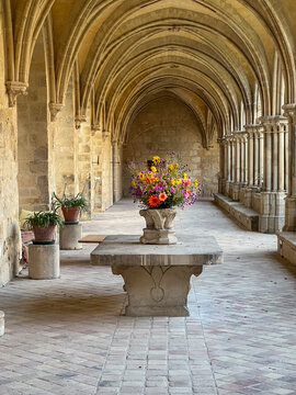 Royaumont Abbey, in Asni&egrave;res‑sur‑Oise, France,  Gothic Cistercian monastery with for serene gardens and Cloister