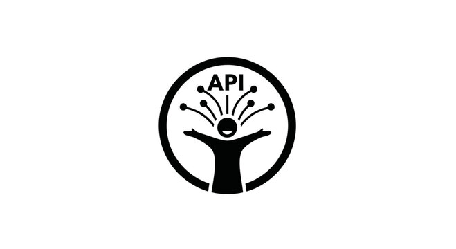 API Concept Icon with Human Silhouette and Network Connections