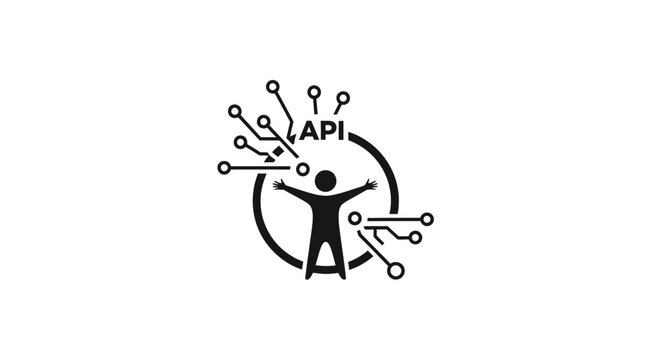 API Integration Concept Icon with Human Figure and Circuitry